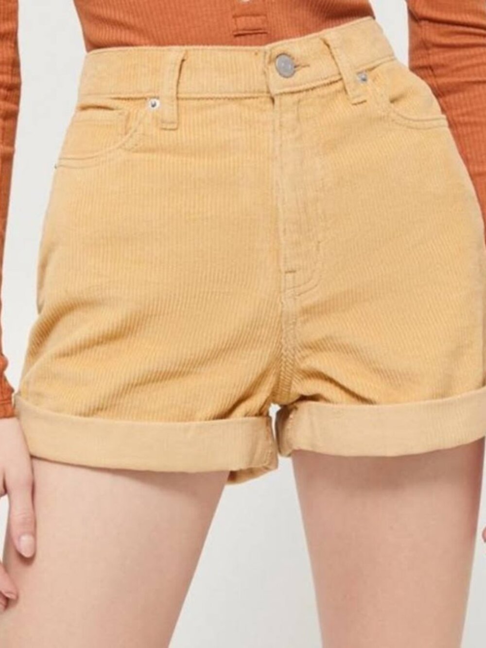 Indigo Rising Brown Corduroy High Rise Cuffed Shorts